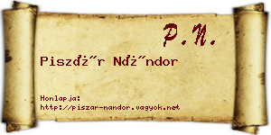 Piszár Nándor névjegykártya