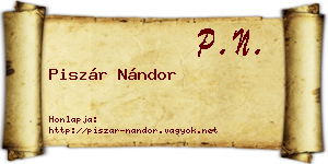 Piszár Nándor névjegykártya